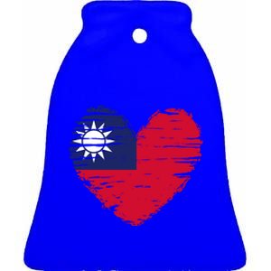 Taiwan Heart Taiwanese Flag Taiwanese Pride Funny Gift Ceramic Bell Ornament