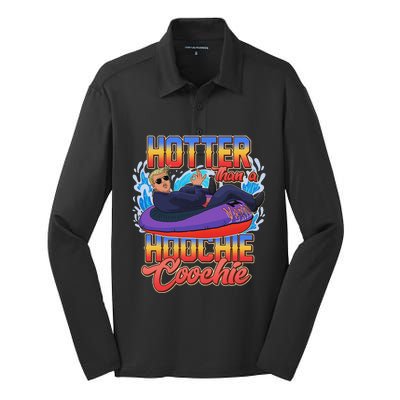 Trump Hotter Than A Hoochie Coochie Funny Silk Touch Performance Long Sleeve Polo