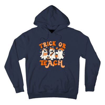 Teacher Halloween Trick Or Teach Retro Groovy Floral Ghost Tall Hoodie