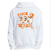 Teacher Halloween Trick Or Teach Retro Groovy Floral Ghost Urban Pullover Hoodie