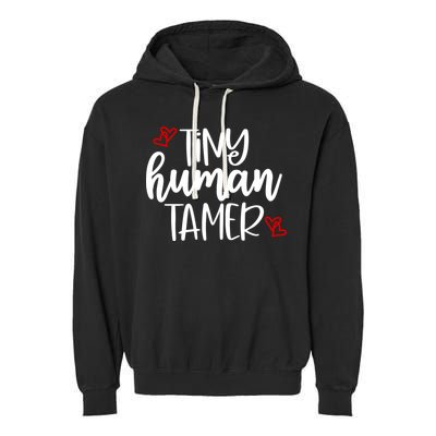 Tiny Human Tamer Funny Garment-Dyed Fleece Hoodie