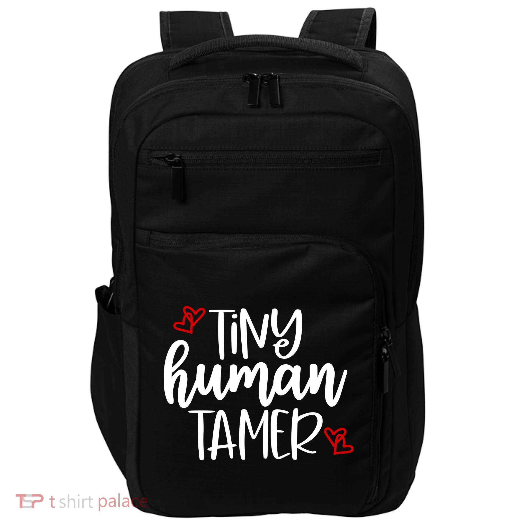 Tiny Human Tamer Funny Impact Tech Backpack