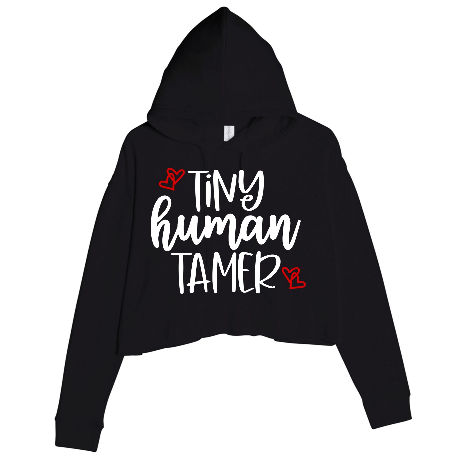 Tiny Human Tamer Funny Crop Fleece Hoodie