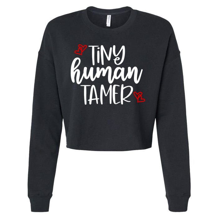 Tiny Human Tamer Funny Cropped Pullover Crew