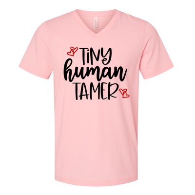 Tiny Human Tamer Funny V-Neck T-Shirt