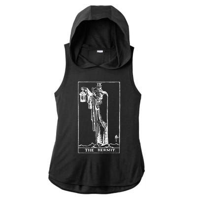 The Hermit Tarot Card Ix Ladies PosiCharge Tri-Blend Wicking Draft Hoodie Tank