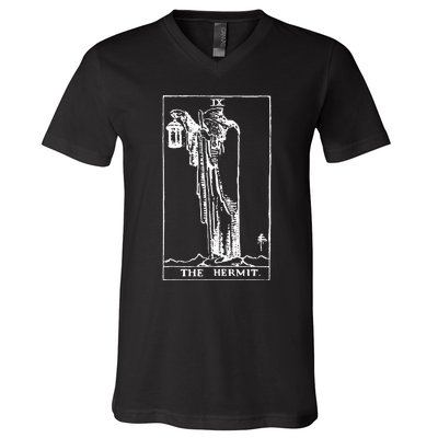 The Hermit Tarot Card Ix V-Neck T-Shirt