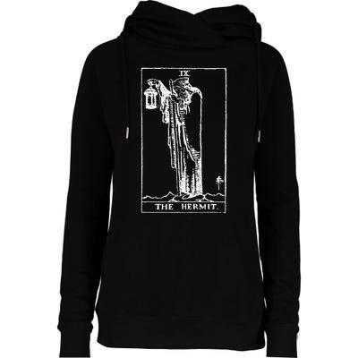 The Hermit Tarot Card Ix Womens Funnel Neck Pullover Hood