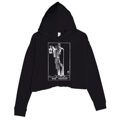 The Hermit Tarot Card Ix Crop Fleece Hoodie