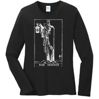 The Hermit Tarot Card Ix Ladies Long Sleeve Shirt