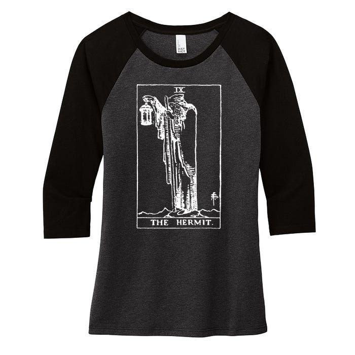 The Hermit Tarot Card Ix Women's Tri-Blend 3/4-Sleeve Raglan Shirt