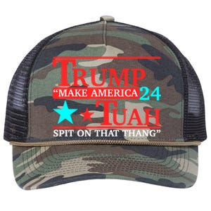 Trump Hawk Tuah Funny Viral Humor Meme Video Girl 24 Tua Retro Rope Trucker Hat Cap