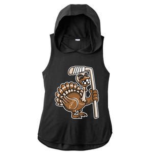 Turkey Hockey Thanksgiving Day Funny Sport Fall Autumn Great Gift Ladies PosiCharge Tri-Blend Wicking Draft Hoodie Tank