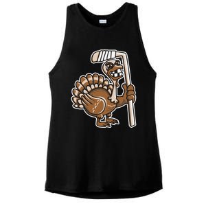 Turkey Hockey Thanksgiving Day Funny Sport Fall Autumn Great Gift Ladies PosiCharge Tri-Blend Wicking Tank