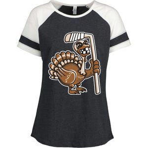 Turkey Hockey Thanksgiving Day Funny Sport Fall Autumn Great Gift Enza Ladies Jersey Colorblock Tee