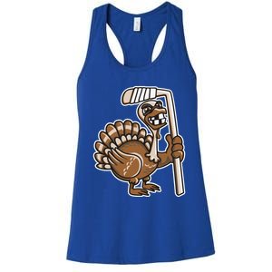 Turkey Hockey Thanksgiving Day Funny Sport Fall Autumn Great Gift Women's Racerback Tank