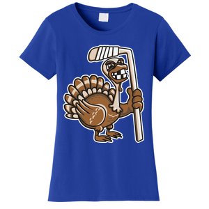 Turkey Hockey Thanksgiving Day Funny Sport Fall Autumn Great Gift Women's T-Shirt