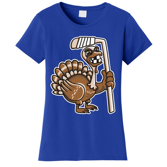 Turkey Hockey Thanksgiving Day Funny Sport Fall Autumn Great Gift Women's T-Shirt