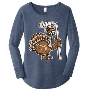 Turkey Hockey Thanksgiving Day Funny Sport Fall Autumn Great Gift Women's Perfect Tri Tunic Long Sleeve Shirt