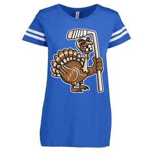 Turkey Hockey Thanksgiving Day Funny Sport Fall Autumn Great Gift Enza Ladies Jersey Football T-Shirt