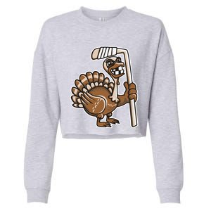 Turkey Hockey Thanksgiving Day Funny Sport Fall Autumn Great Gift Cropped Pullover Crew