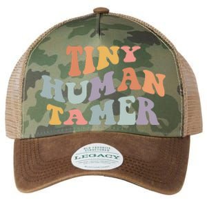 Tiny Human Tamer Funny Teacher Sarcastic Teacher Life Legacy Tie Dye Trucker Hat