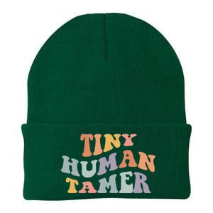 Tiny Human Tamer Funny Teacher Sarcastic Teacher Life Knit Cap Winter Beanie