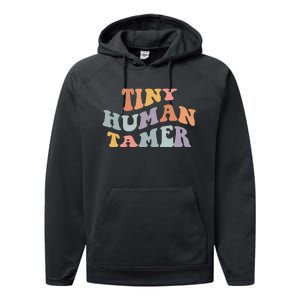 Tiny Human Tamer Funny Teacher Sarcastic Teacher Life Performance Fleece Hoodie