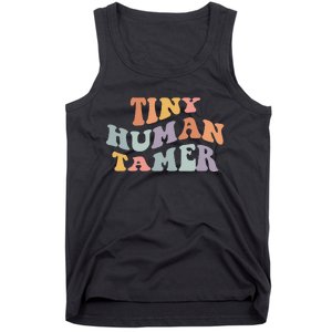 Tiny Human Tamer Funny Teacher Sarcastic Teacher Life Tank Top