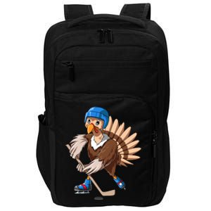 Turkey Hockey Thanksgiving Turkey Playing Hockey Turkey Gift Impact Tech Backpack