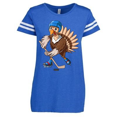 Turkey Hockey Thanksgiving Turkey Playing Hockey Turkey Gift Enza Ladies Jersey Football T-Shirt