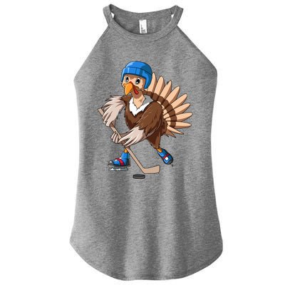 Turkey Hockey Thanksgiving Turkey Playing Hockey Turkey Gift Women's Perfect Tri Rocker Tank