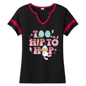 Too Hip To Hop Cute Easter Bunny Holiday Ladies Halftime Notch Neck Tee