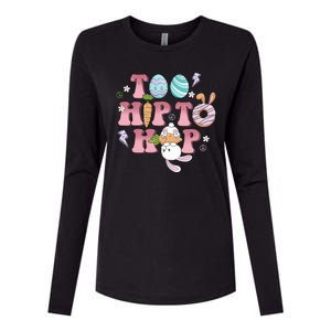 Too Hip To Hop Cute Easter Bunny Holiday Womens Cotton Relaxed Long Sleeve T-Shirt