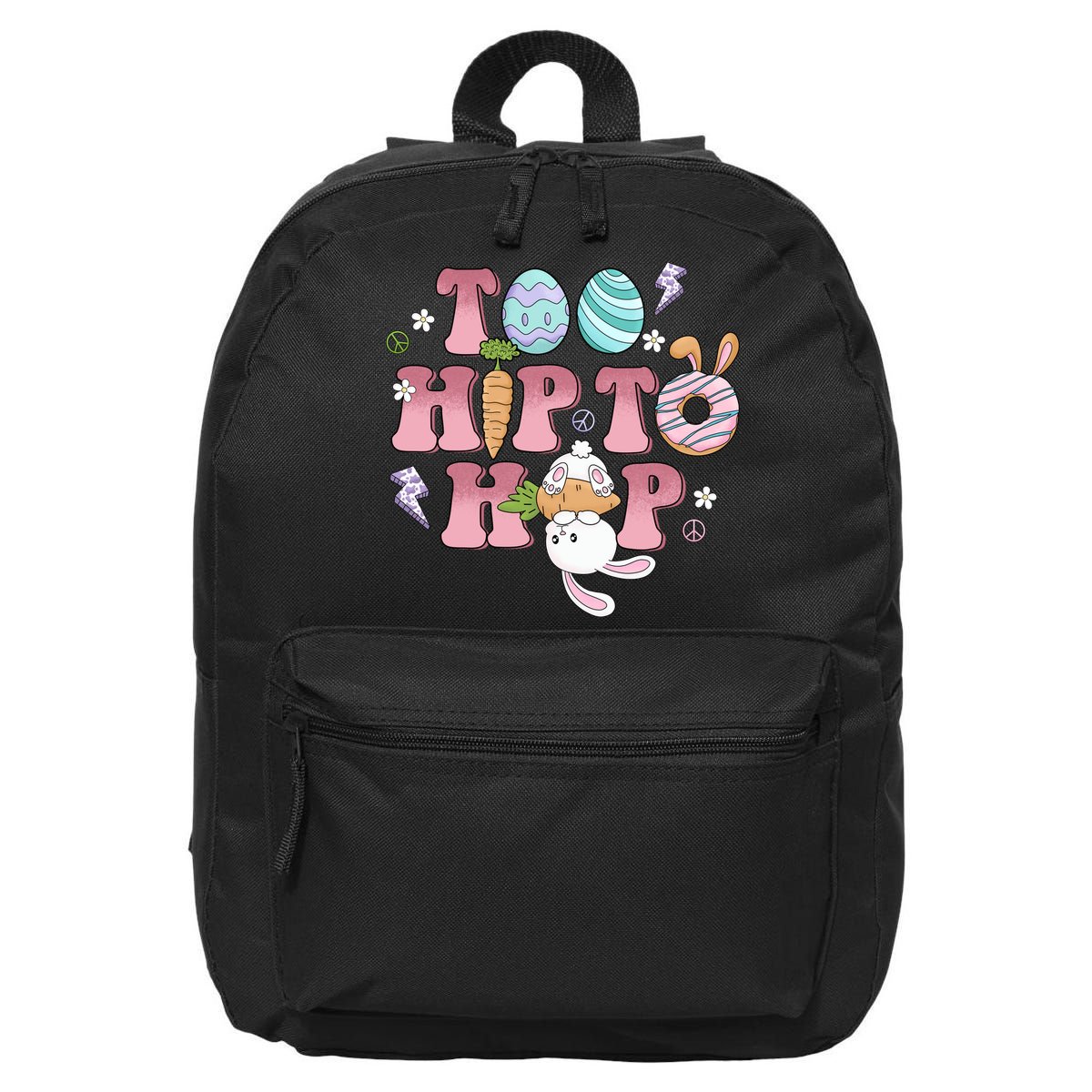 Too Hip To Hop Cute Easter Bunny Holiday 16 in Basic Backpack