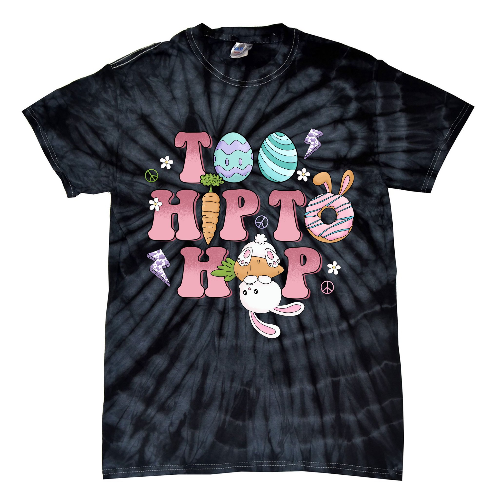 Too Hip To Hop Cute Easter Bunny Holiday Tie-Dye T-Shirt