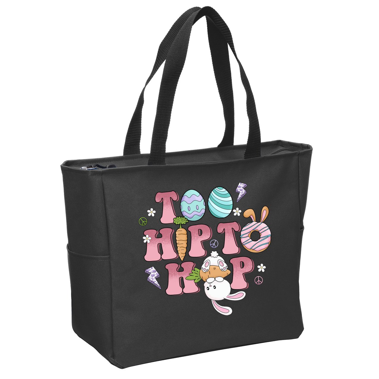 Too Hip To Hop Cute Easter Bunny Holiday Zip Tote Bag