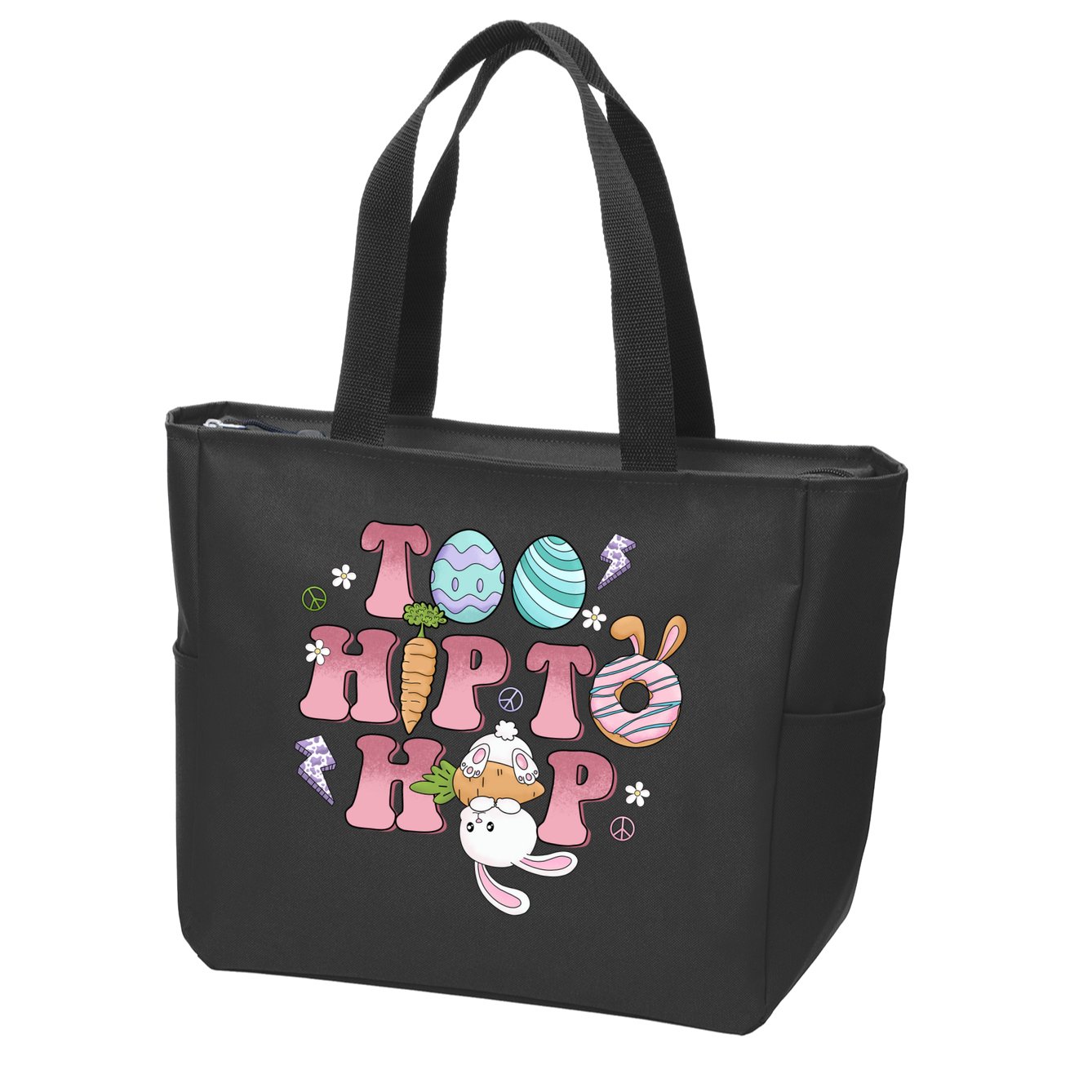 Too Hip To Hop Cute Easter Bunny Holiday Zip Tote Bag