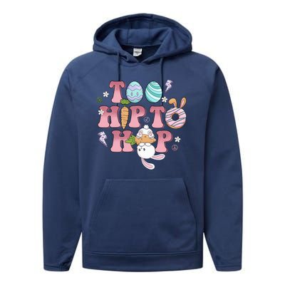 Too Hip To Hop Cute Easter Bunny Holiday Performance Fleece Hoodie