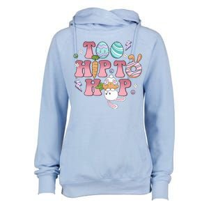 Too Hip To Hop Cute Easter Bunny Holiday Womens Funnel Neck Pullover Hood