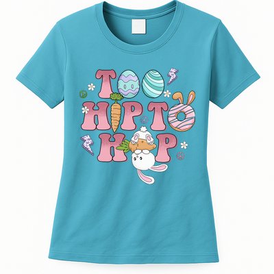 Too Hip To Hop Cute Easter Bunny Holiday Womens T-Shirt