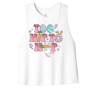 Too Hip To Hop Cute Easter Bunny Holiday Women's Racerback Cropped Tank