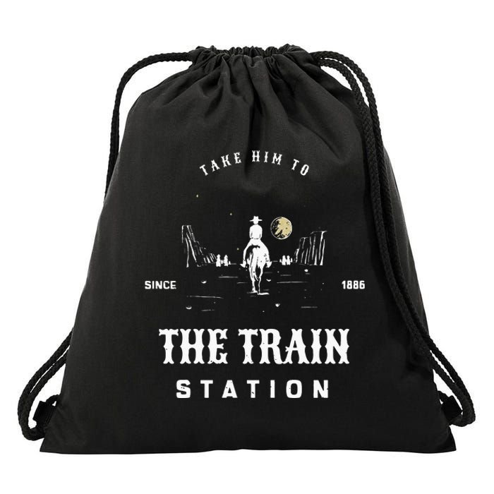 Take Him To The Train Station Drawstring Bag