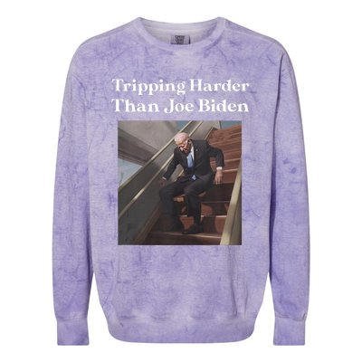 Tripping Harder Than Joe Biden Colorblast Crewneck Sweatshirt