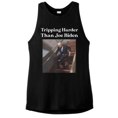 Tripping Harder Than Joe Biden Ladies PosiCharge Tri-Blend Wicking Tank