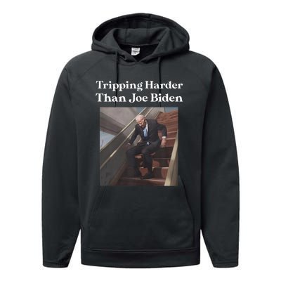 Tripping Harder Than Joe Biden Performance Fleece Hoodie