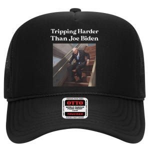 Tripping Harder Than Joe Biden High Crown Mesh Back Trucker Hat