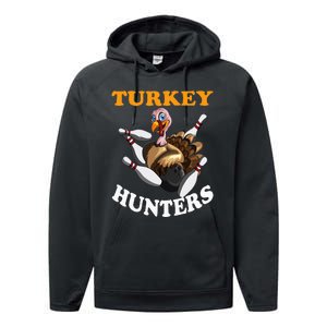 Turkey Hunters Turkey Thanksgiving Bowling Bahn Bowling Performance Fleece Hoodie