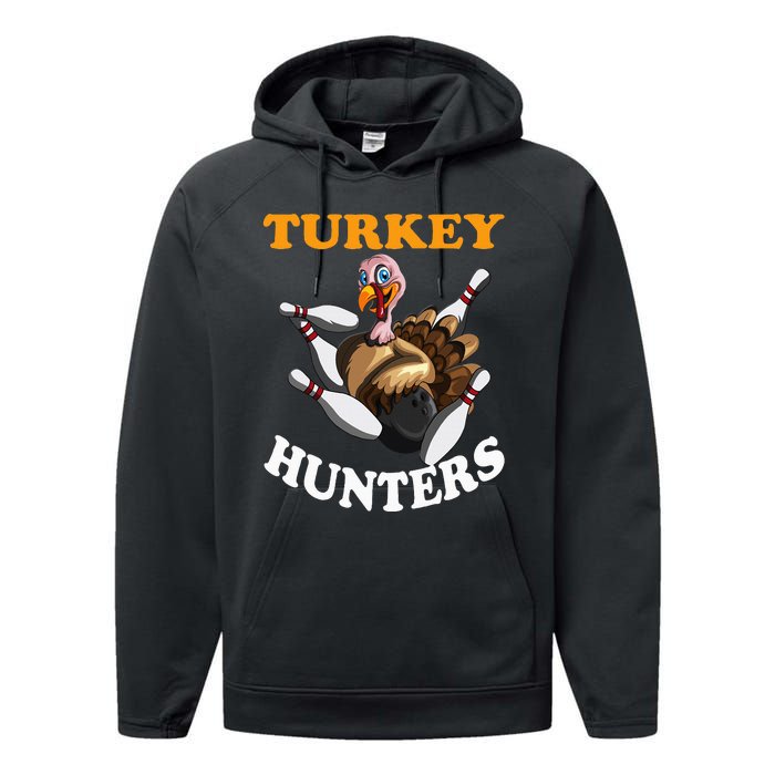 Turkey Hunters Turkey Thanksgiving Bowling Bahn Bowling Performance Fleece Hoodie