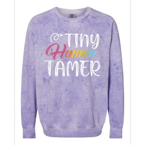 Tiny Hu Tamer Daycare Provider Teacher Giftsitter Mom Gift Colorblast Crewneck Sweatshirt